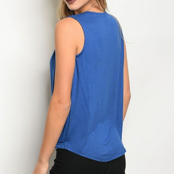 1 SM LEFT!! NWT blue draped tank - Picture 2 of 2